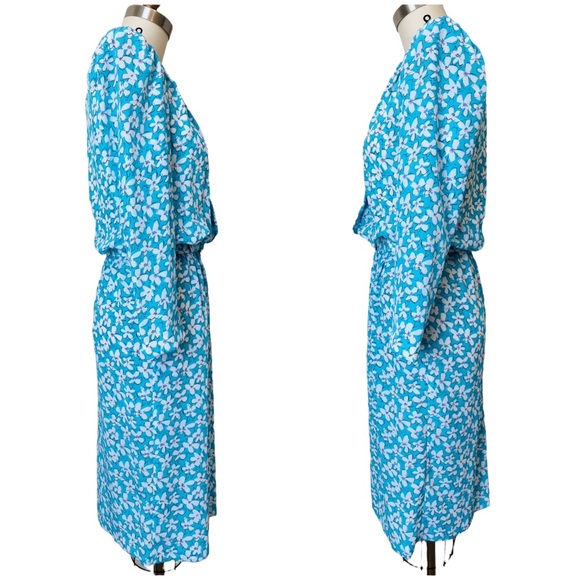 Vintage 80’s Pellini Petites Abstract Floral Midi Dress - Picture 3 of 16